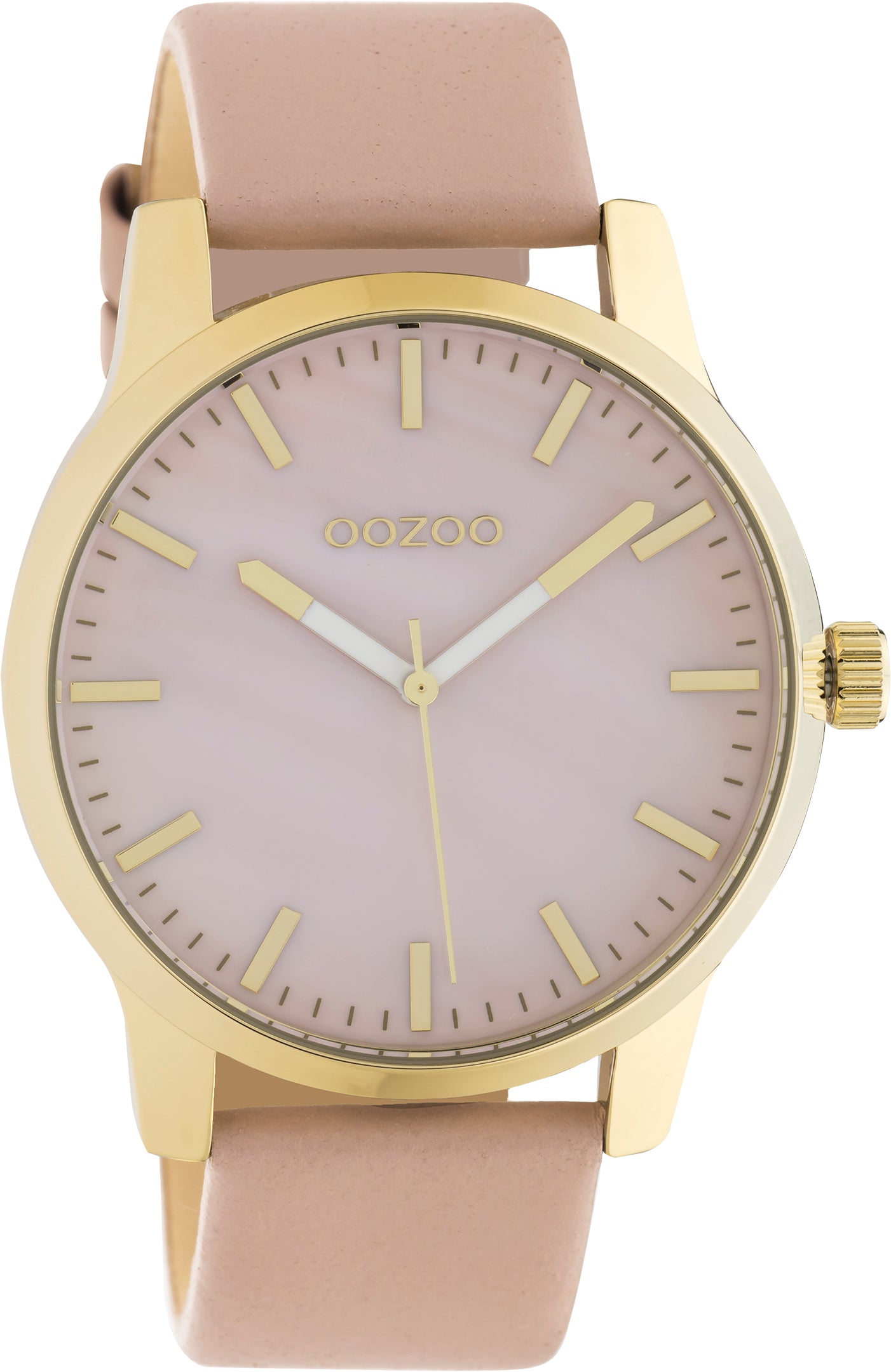 OOZOO 42mm Pink Grey Leather Watch