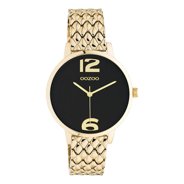 OOZOO Ladies 38mm Black and Yellow Gold Watch