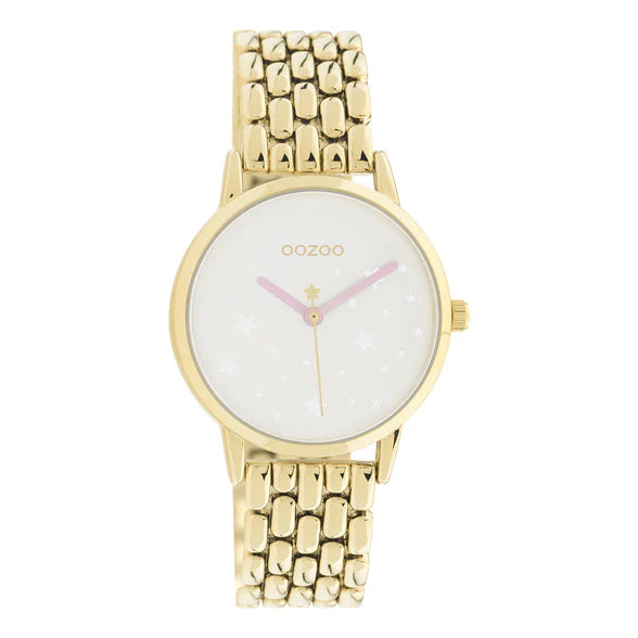 OOZOO Ladies 34mm Yellow Gold Pink Detailed Watch