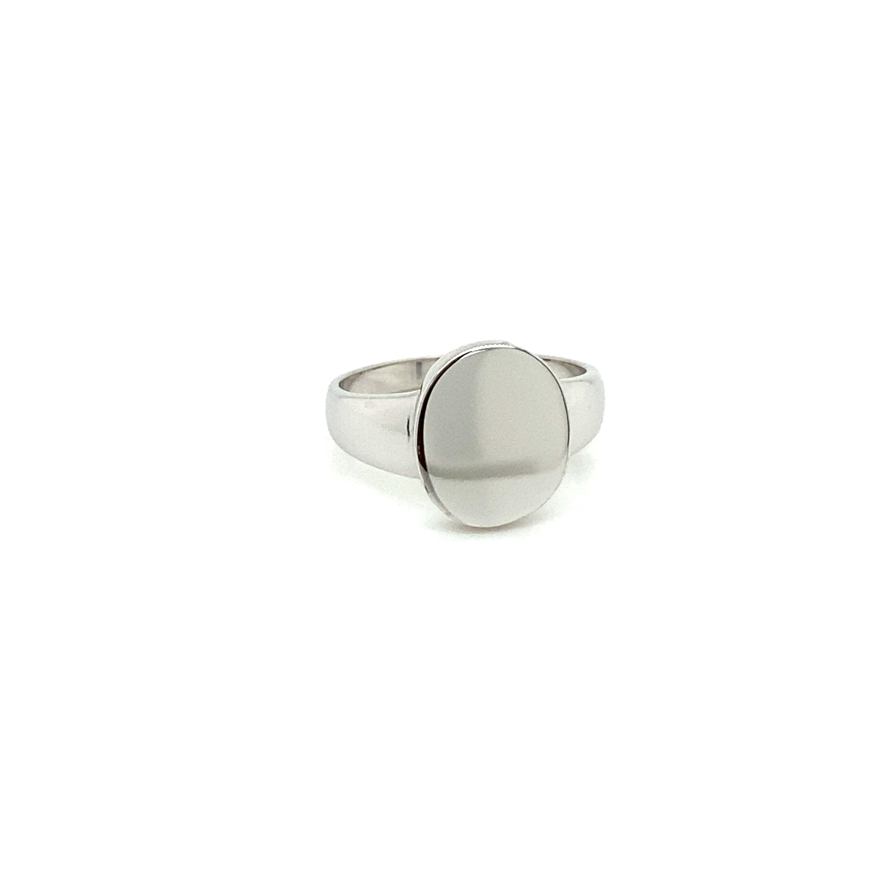 9ct White Gold Solid Signet Ring