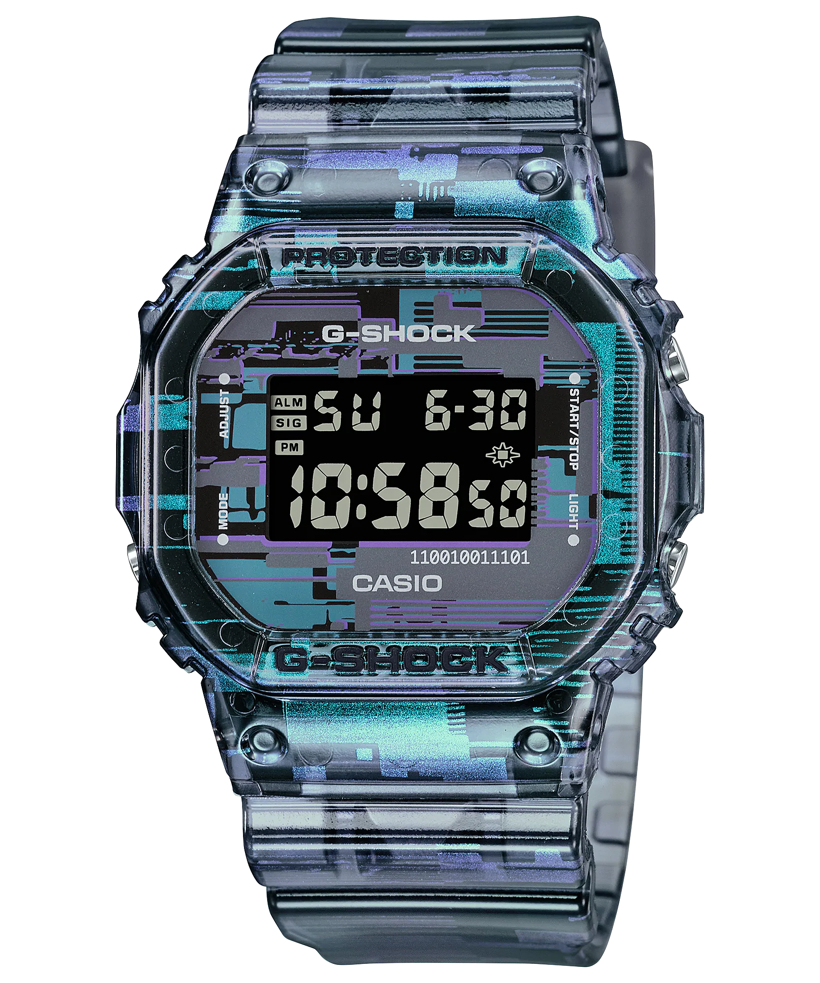 G-Shock Digital Glitch Effect Bright Watch