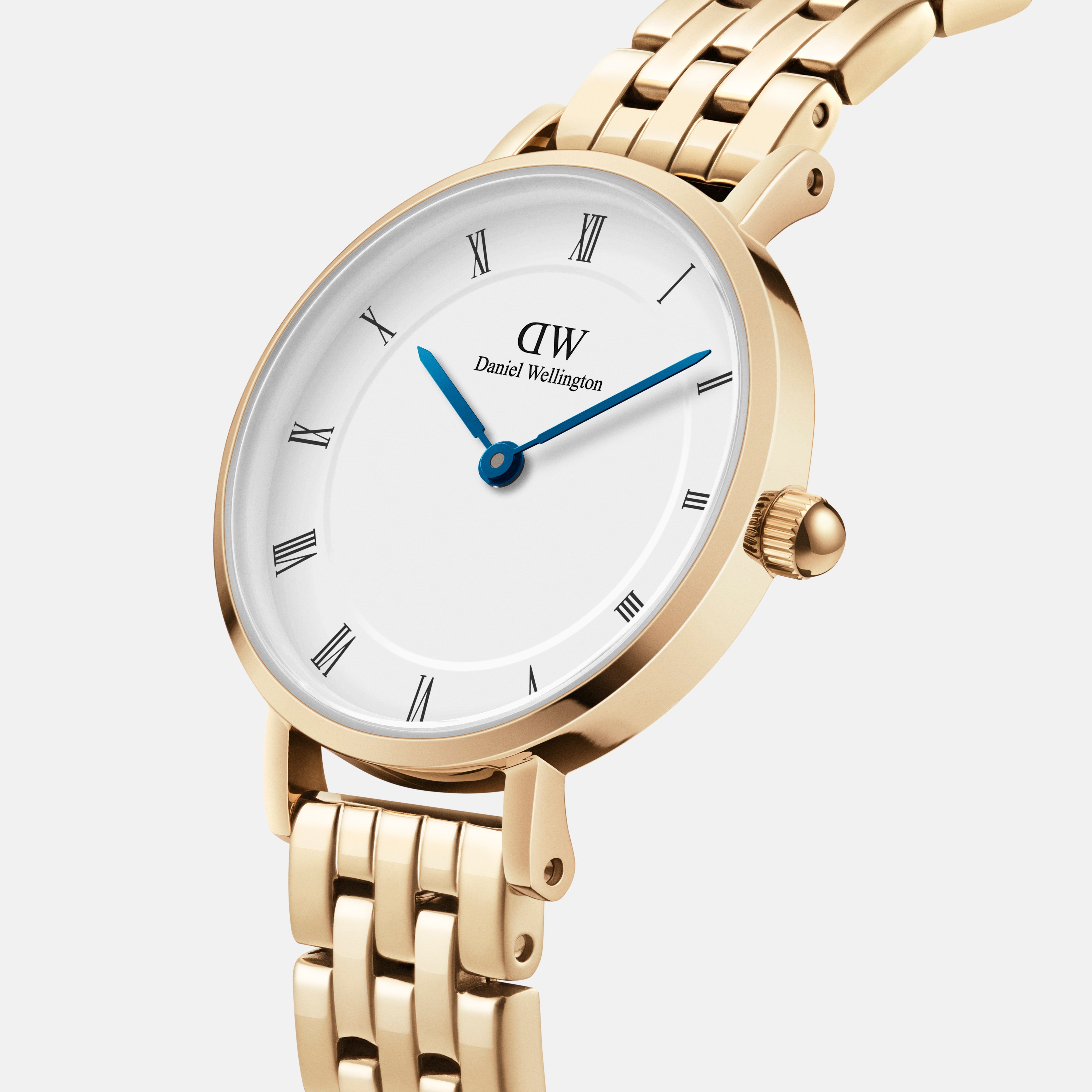 Daniel Wellington Petite Roman Numerals 28 5-Link Gold White Watch