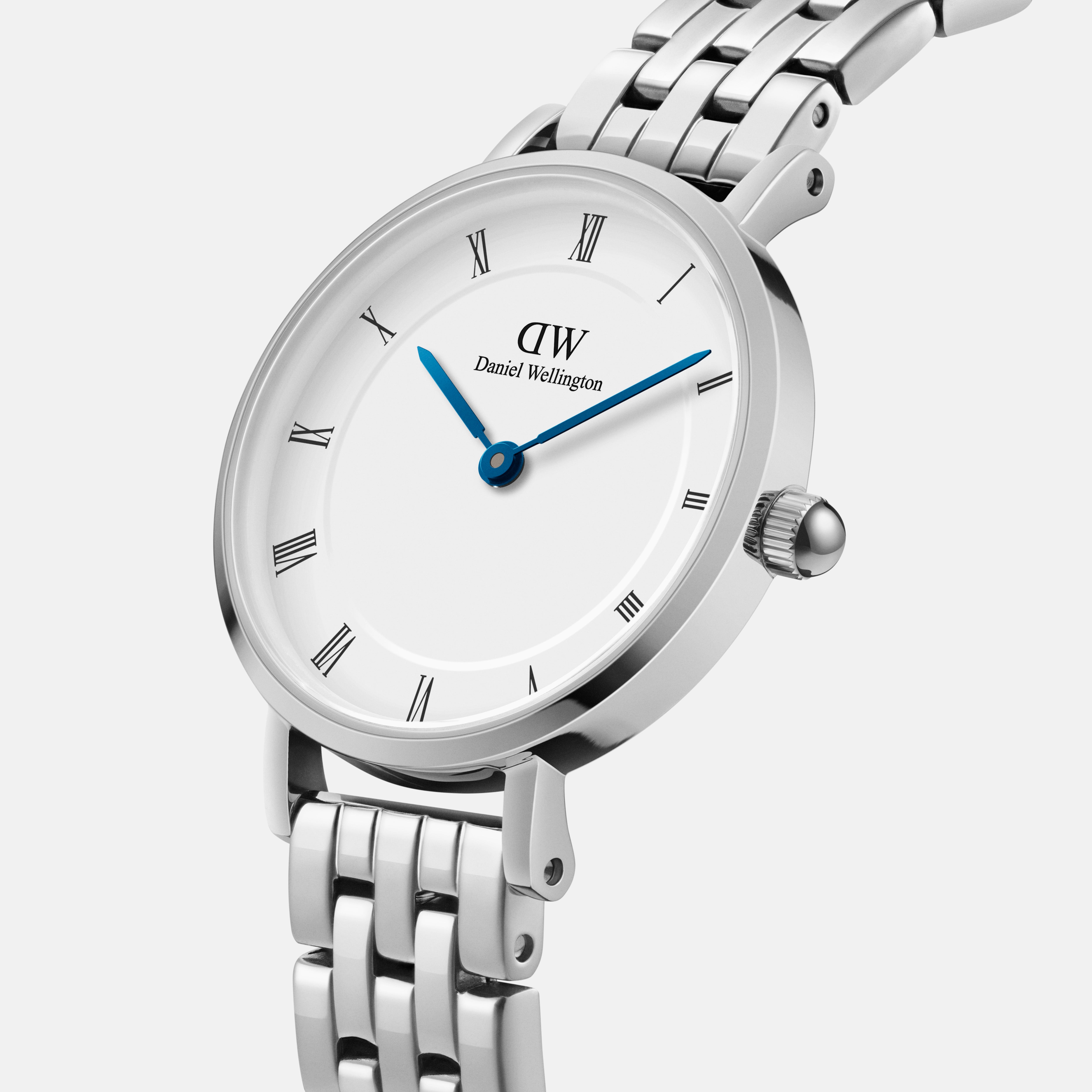 Daniel Wellington Petite Roman Numerals 28 5-Link Silver White Watch