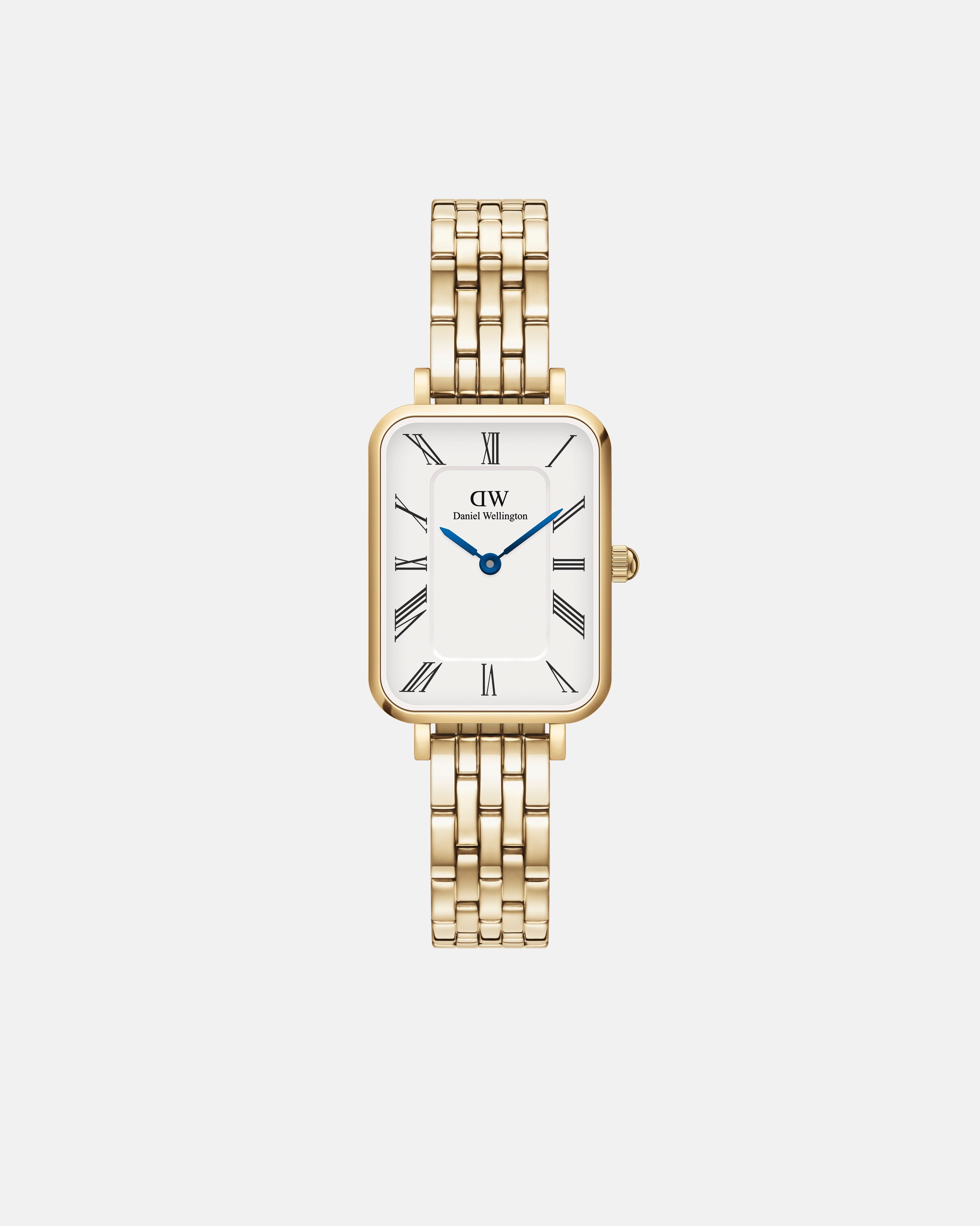 Daniel Wellington Quadro Roman Numerals 20x26 5-Link Gold White Watch