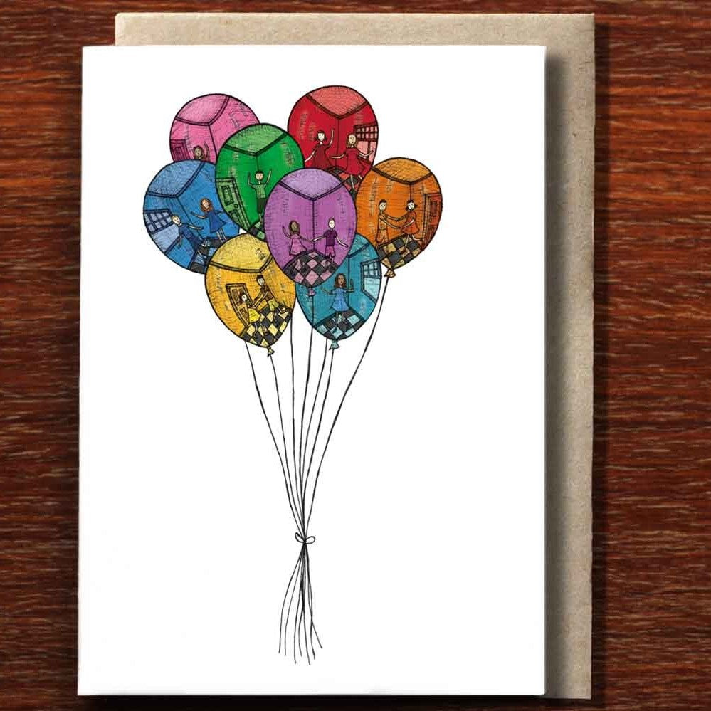 The Nonsense Maker Dancing in Balloons - Greeting Card