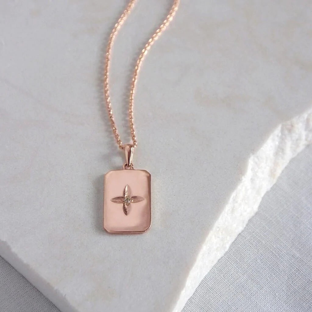 Murkani Rose Gold Hanging Rectangle Necklace