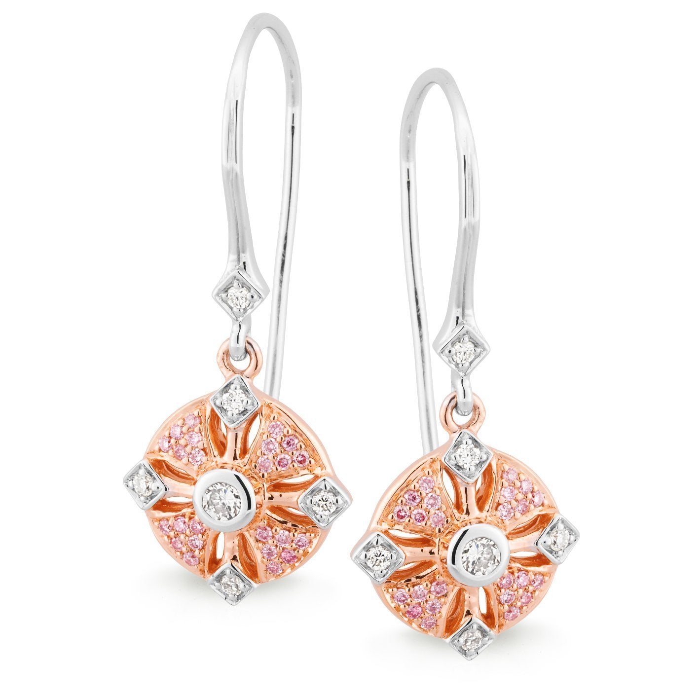 PINK CAVIAR 0.246ct Pink Diamond Earrings in 9ct White & Rose Gold