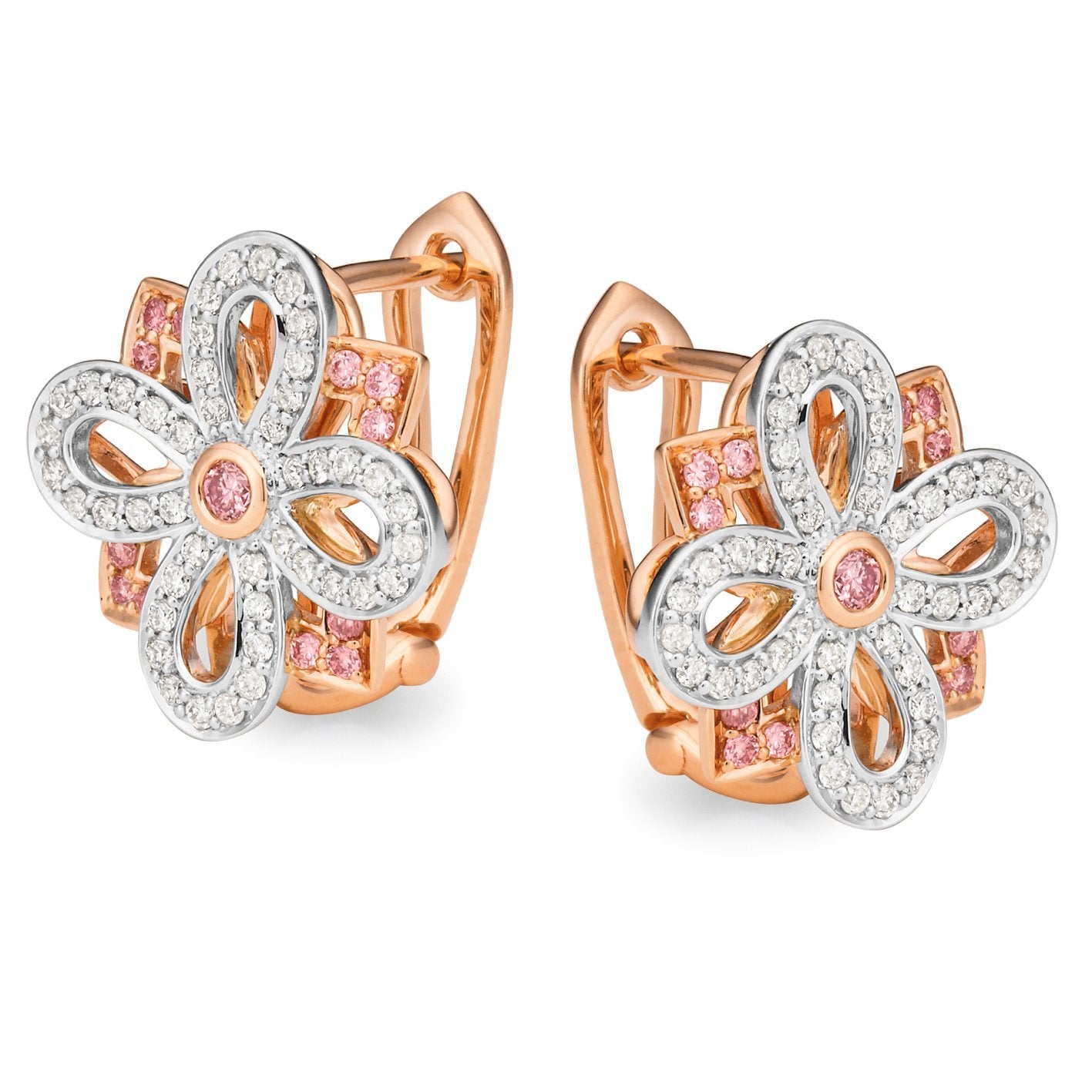 PINK CAVIAR 0.60ct Pink Diamond Earrings in 9ct Rose & White Gold