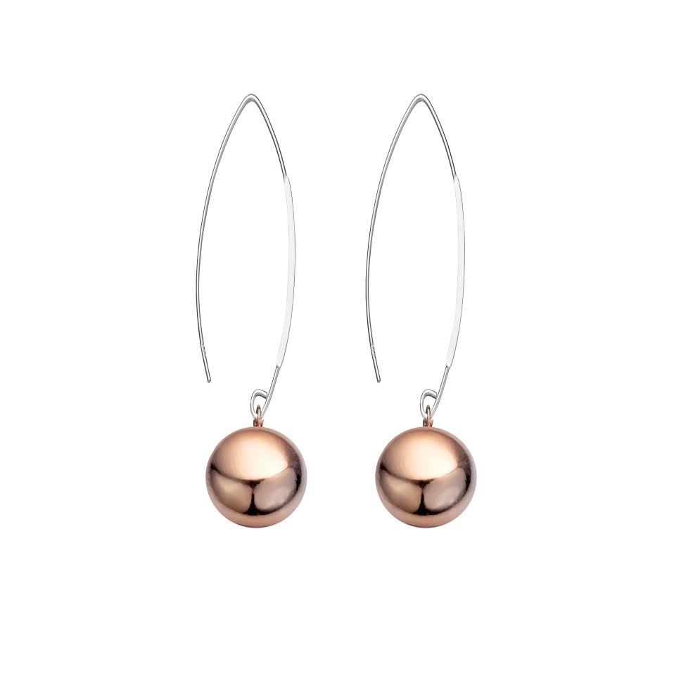 Sterling Silver and Rose Gold Plate Ball Hook Earrings