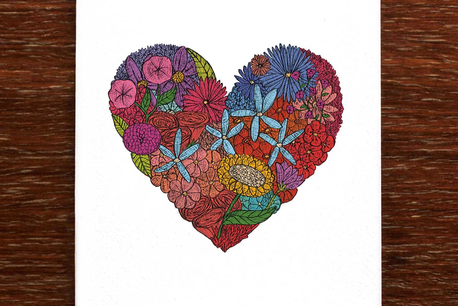 The Nonsense Maker Heart of Flowers - Greeting Card