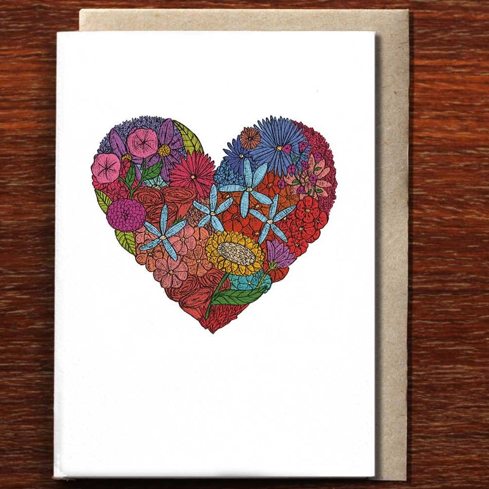 The Nonsense Maker Heart of Flowers - Greeting Card