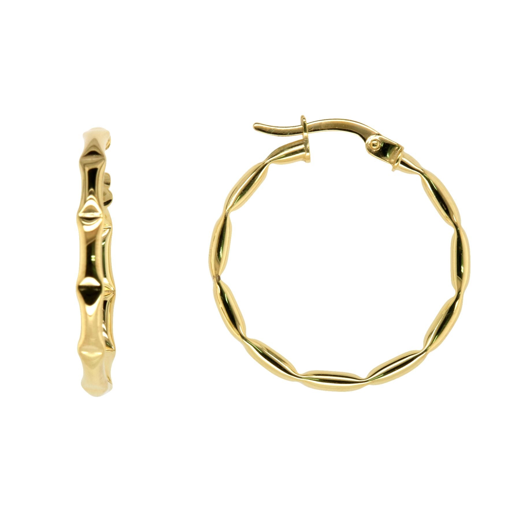 Yellow Gold Bonded Patterned Hoops