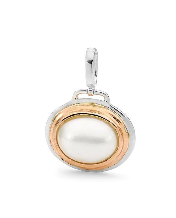 The Opera Pendant Rose Gold and Silver Mabe Pearl Pendant
