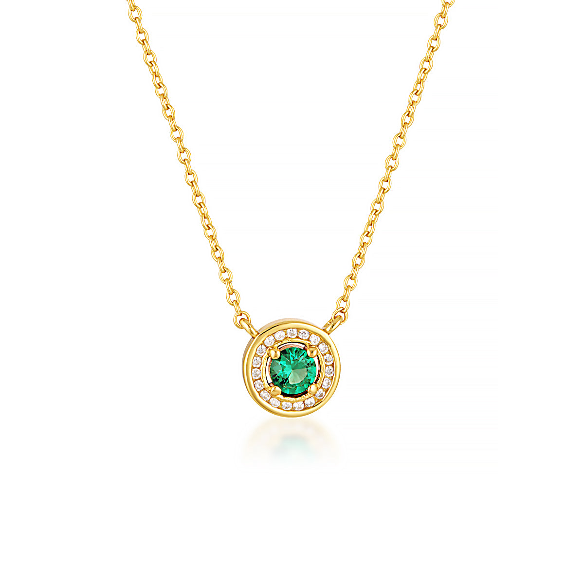 Georgini Milestone Emerald Halo Pendant in Gold