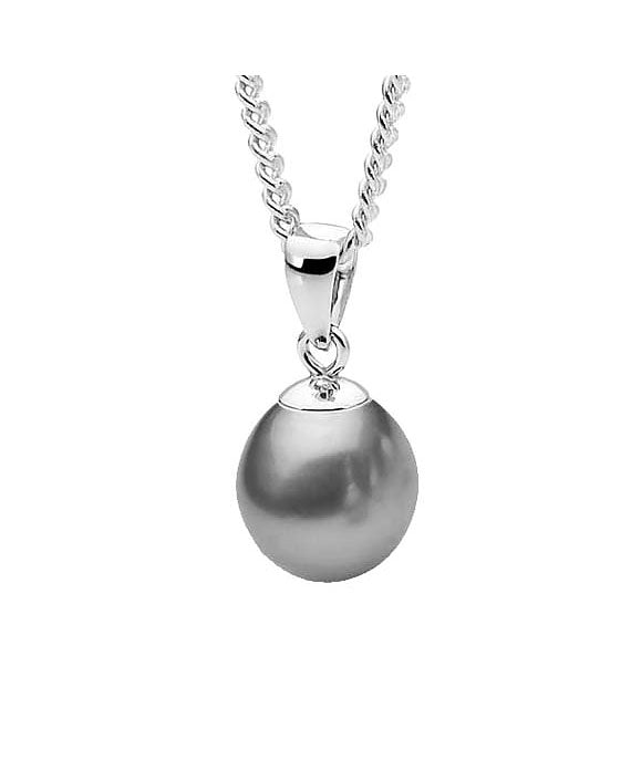 Sterling Silver Drop Freshwater Pearl Pendant- 9-9.5mm