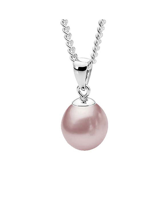 Sterling Silver Drop Freshwater Pearl Pendant- 7.5-8mm