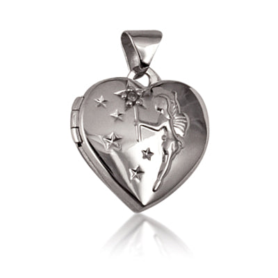 Sterling Silver 15mm Diamond Fairy Heart Locket