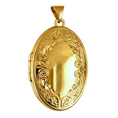 9ct Yellow Gold 26mm Engraved Oval Locket
