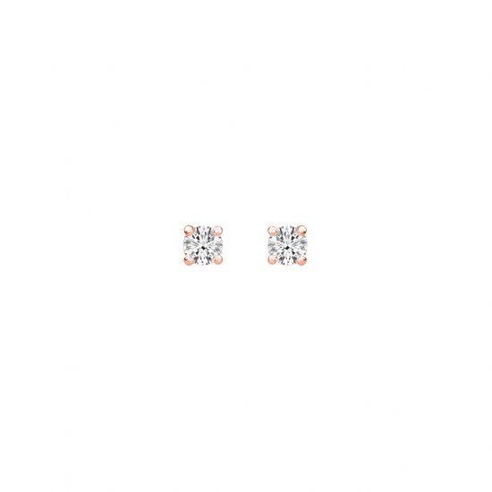 Murkani Petites 3mm White Topaz Stone Earrings Set In Rose Gold Plate