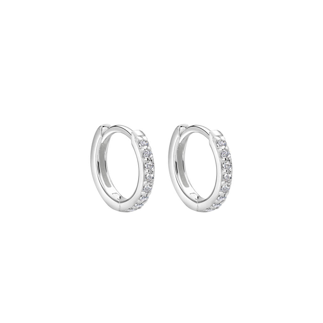 Murkani Petites 11mm Hoop Earrings With White Topaz In Sterling Silver