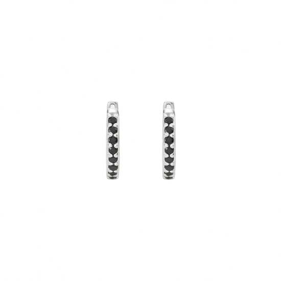 Murkani Petites 11mm Hoop Earrings With Black Spinel In Sterling Silver