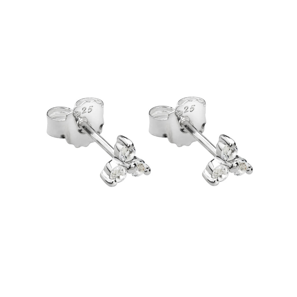 Murkani Trinity Stud Earrings With White Topaz In Sterling Silver