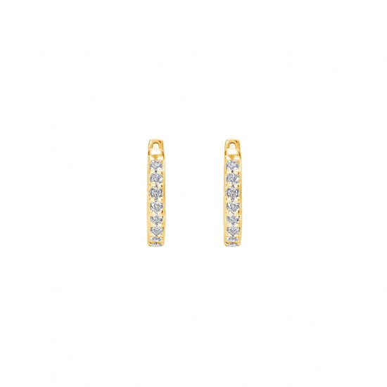 Murkani Petites 11mm Hoop Earrings With White Topaz In 18 KT Yellow Gold Plate