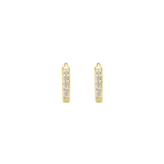 Murkani Petites 9mm Hoop Earrings With White Topaz In 18 KT Yellow Gold Plate