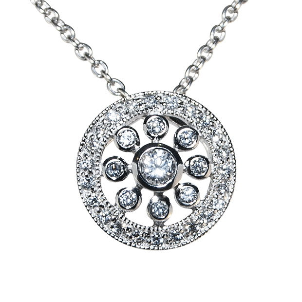 Sterling Silver Cubic Zirconia Circle Necklace