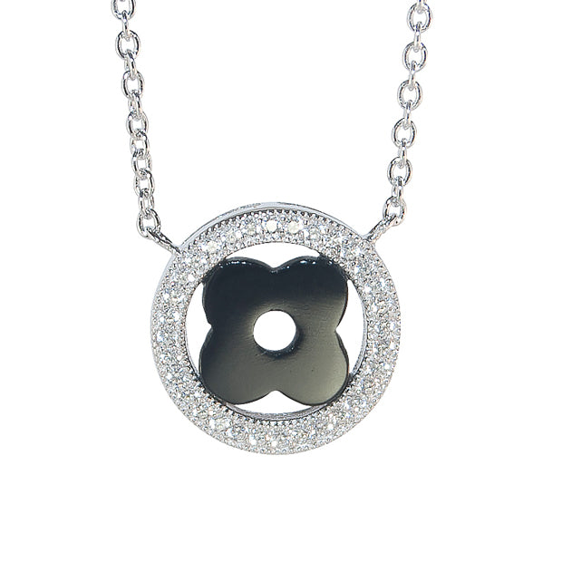 Sterling Silver Cubic Zirconia Black Necklace