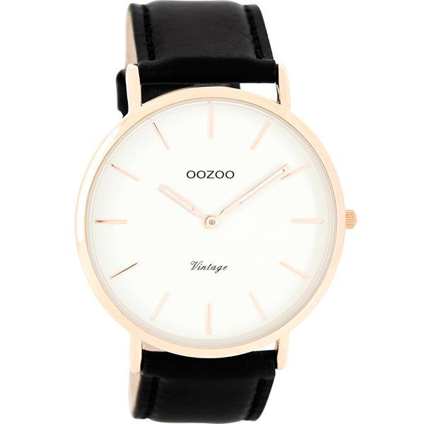 OOZOO 44mm Vintage Style Rose gold Leather Watch