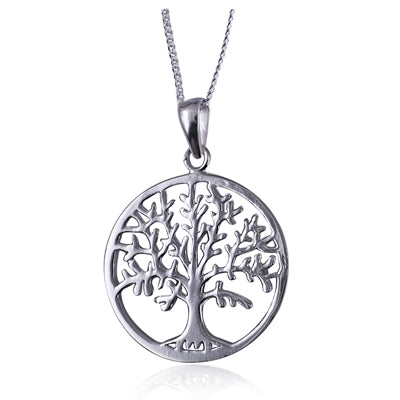 Sterling Silver 24mm 'Tree of Life' Pendant and Chain