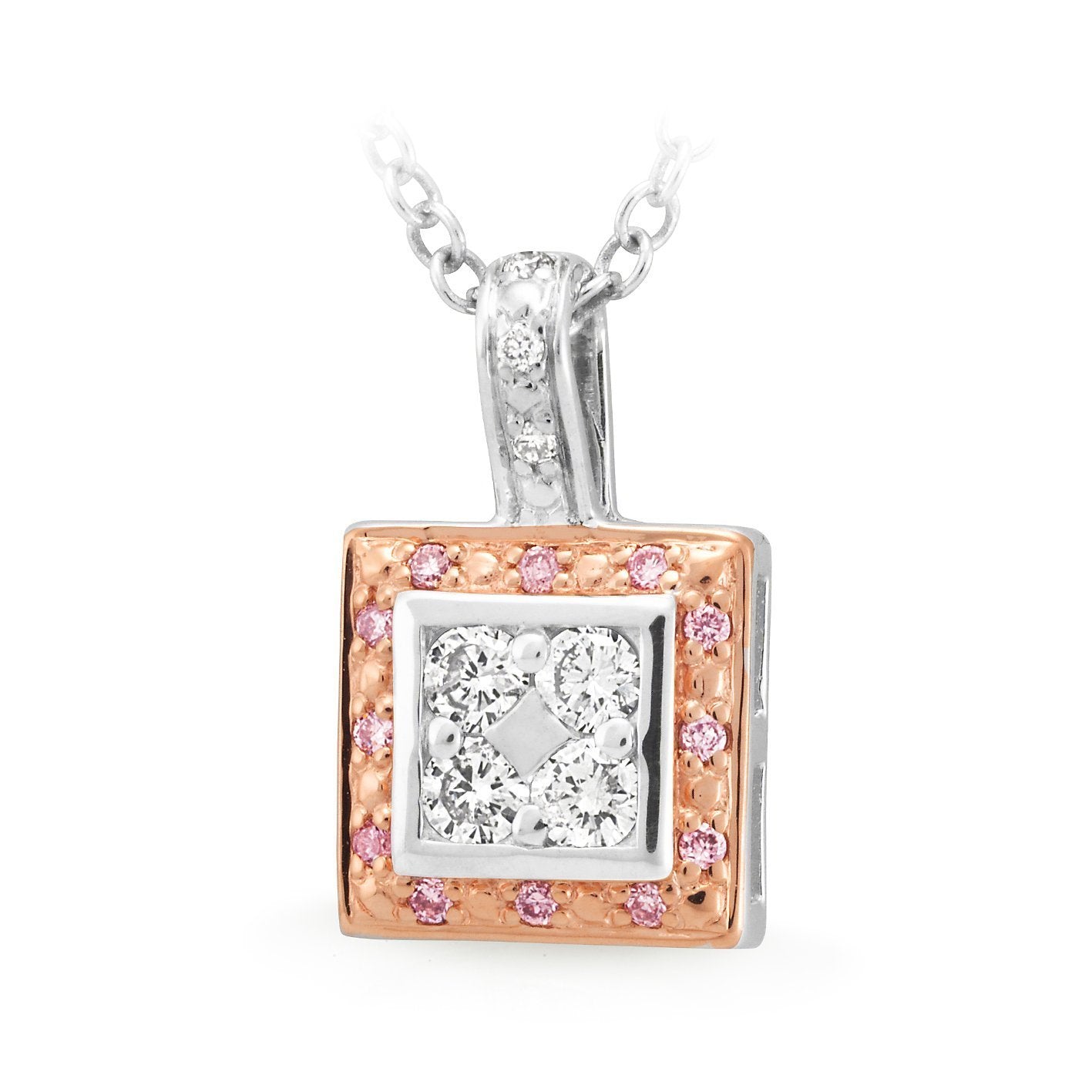 PINK CAVIAR 0.235ct Pink Diamond Pendant in 9ct White & Rose Gold