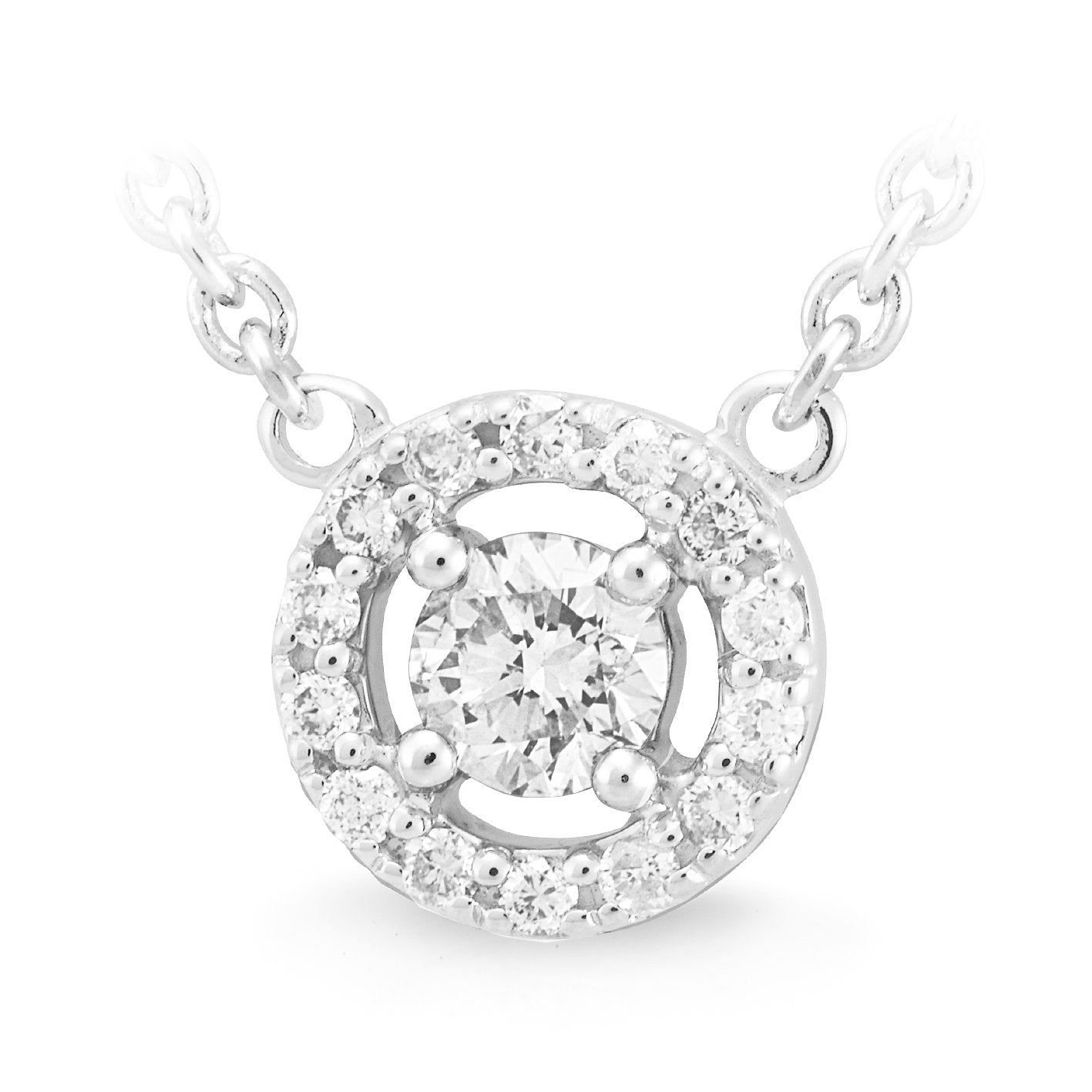 Diamond Claw/Bead Set Necklet in 9ct White Gold