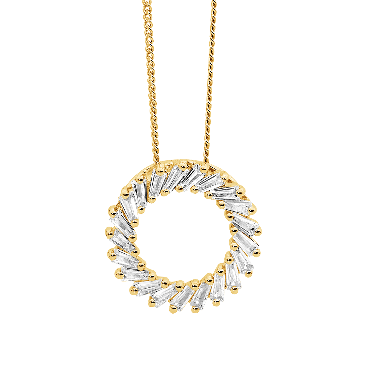 Yellow Gold Plated Sterling Silver Cubic Zirconia Pendant On Chain