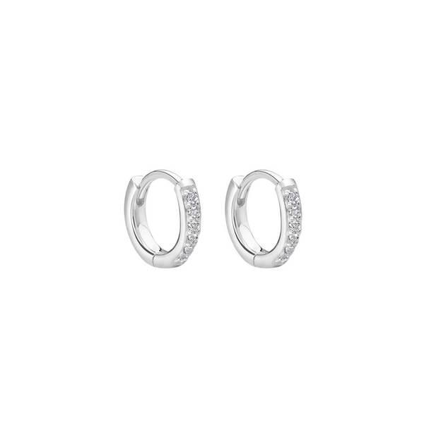 Murkani Petite 9mm hoop earrings with white topaz in sterling silver