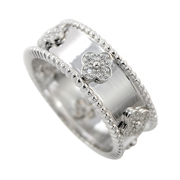 Sterling Silver Floral Cubic Zirconia Ring
