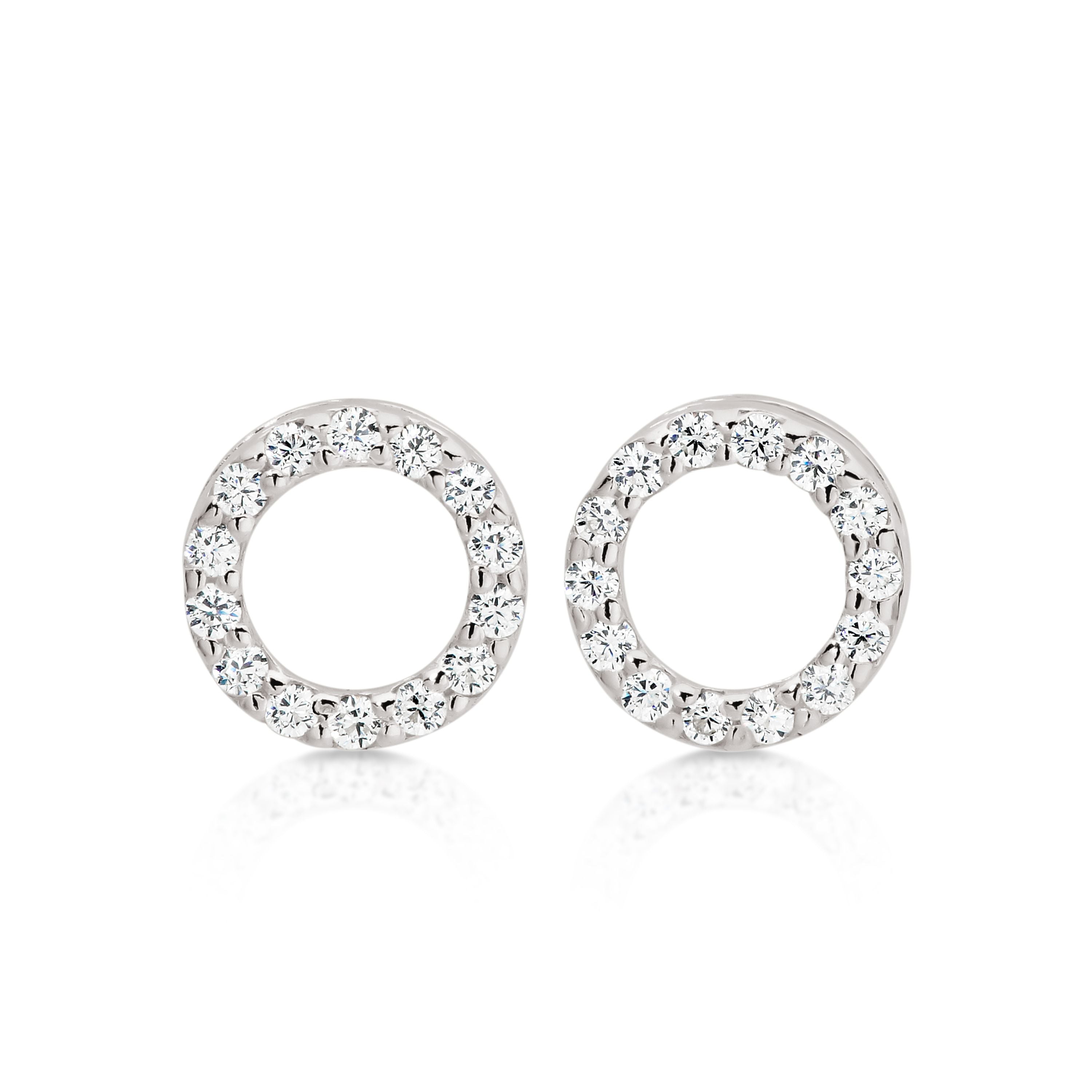 Sterling Silver Circle Cubic Zirconia Stud Earrings