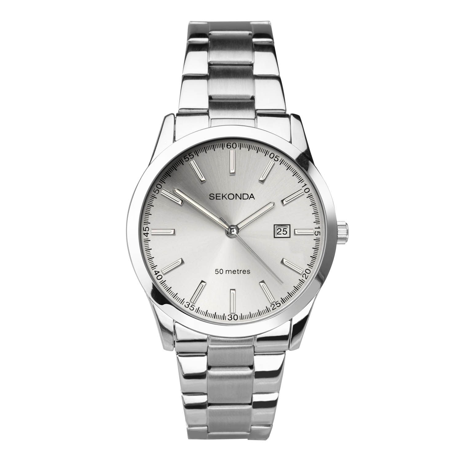 Sekonda Men's Classic Watch Silver Case & Stainless Steel Bracelet with Silver White Dial