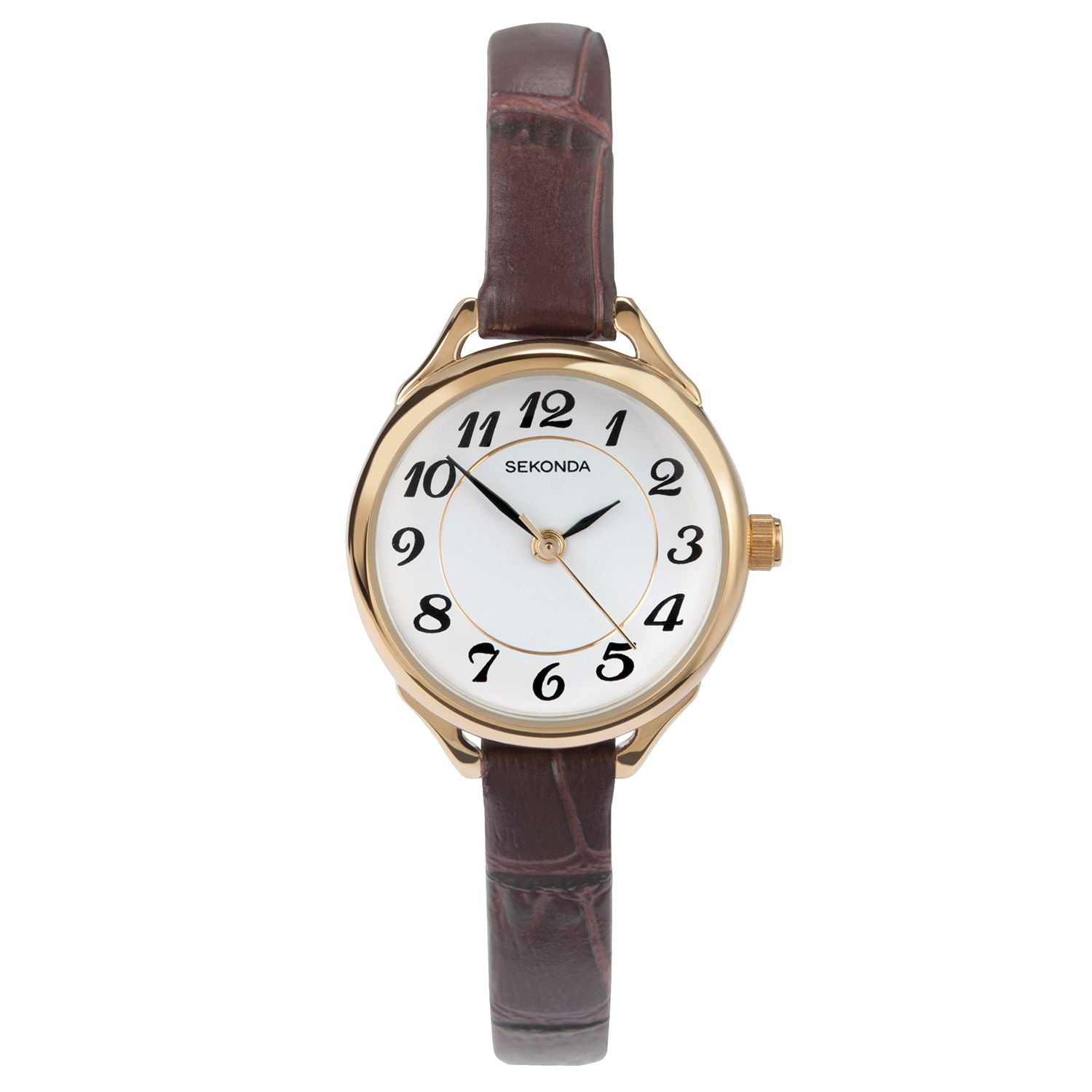 Sekonda Ladies Watch Gold Case & Leather Strap with White Dial