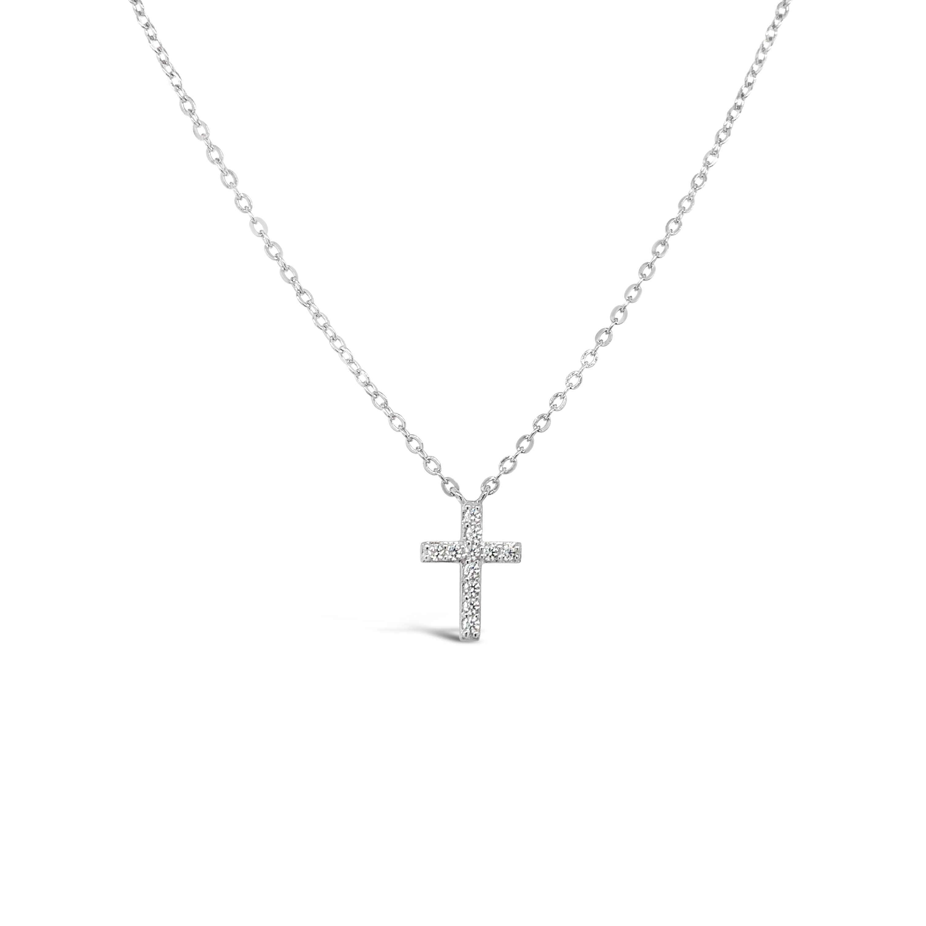 Sterling Silver Claw Set Cz cross Necklace