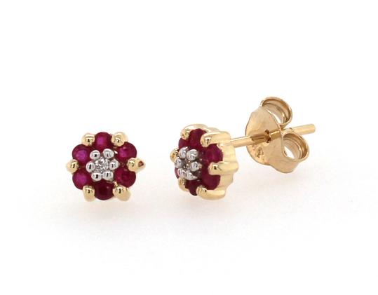 9ct Yellow Gold Ruby and Diamond Stud Earrings