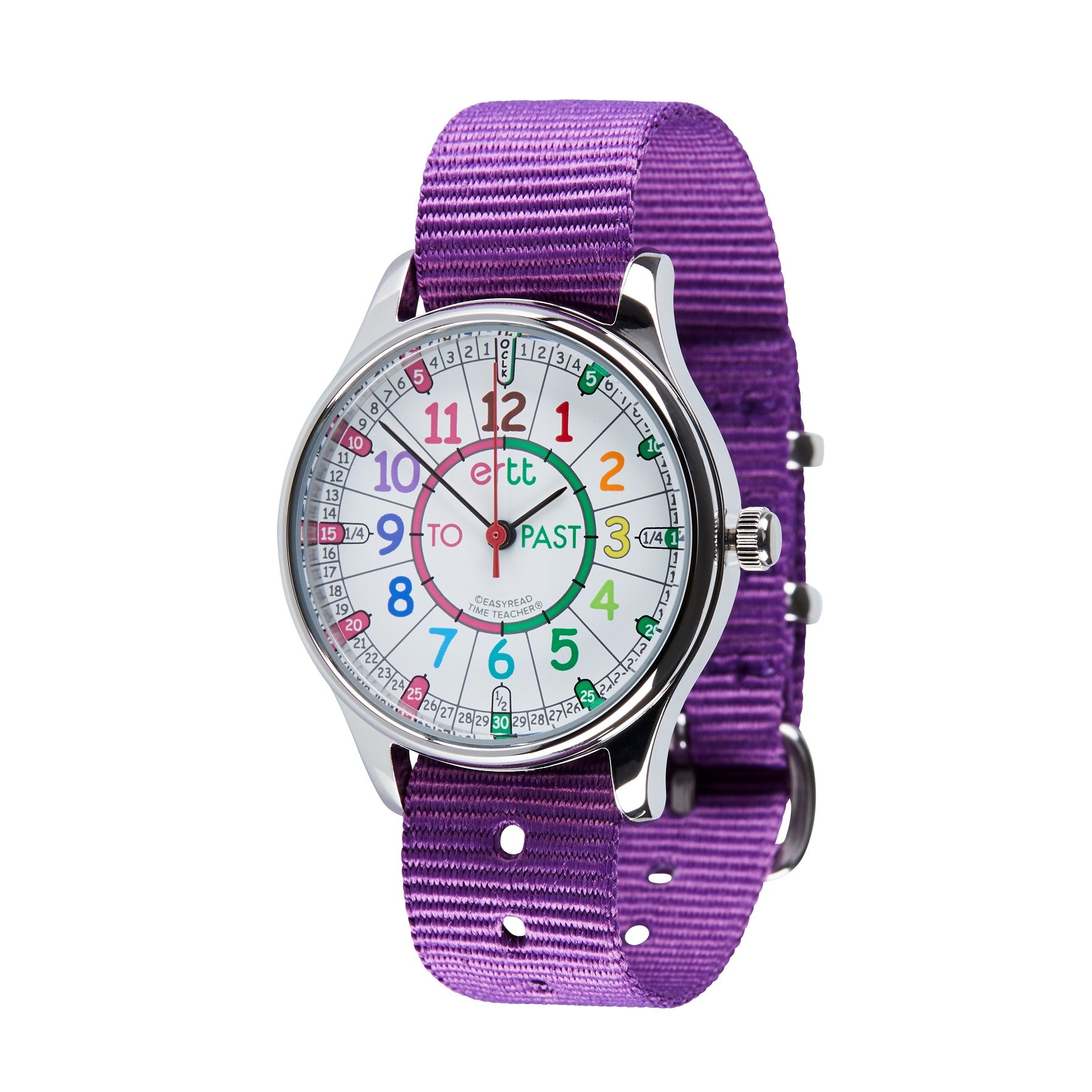 Easy Read Purple and Rainbow Waterproof Watch