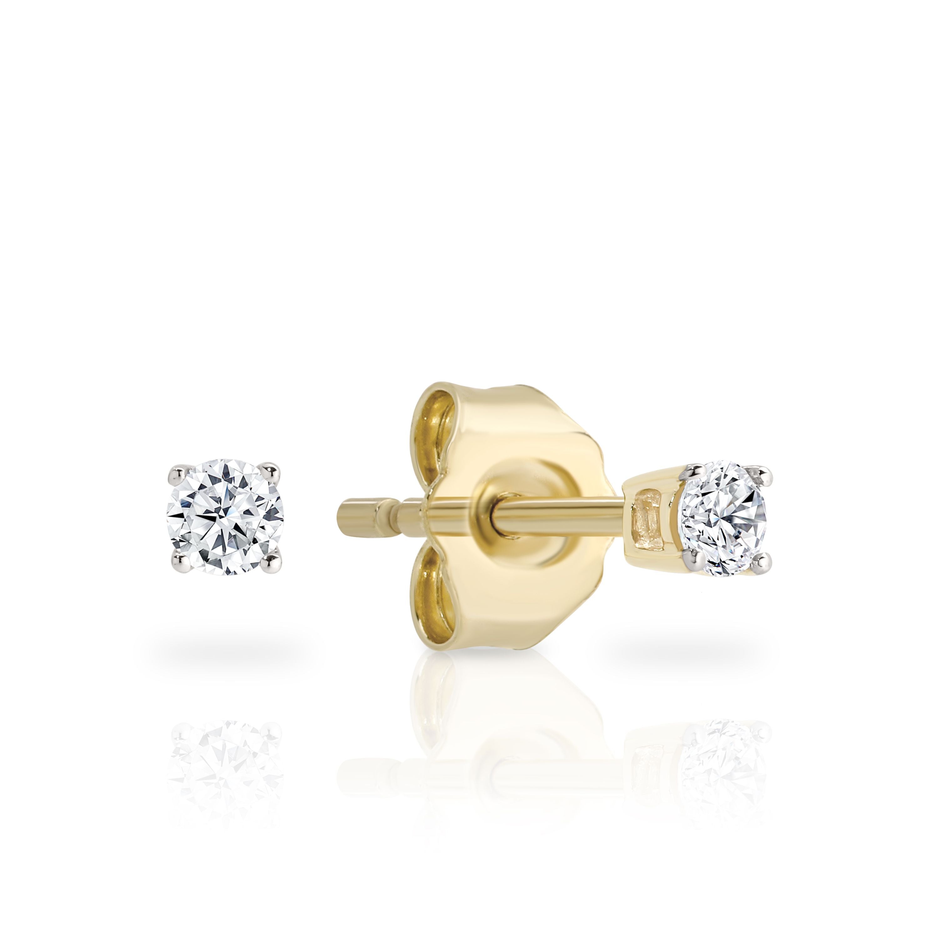 9ct Yellow Gold 0.10ct 4 Claw Diamond Studs