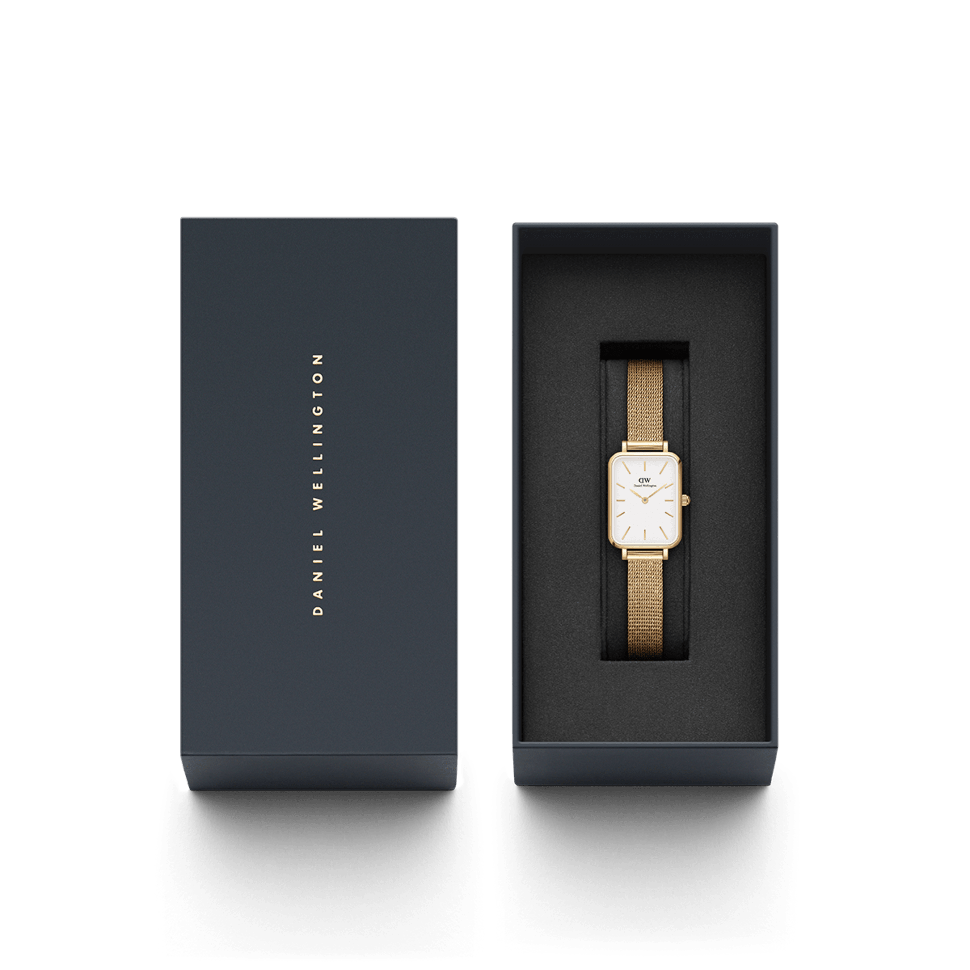 Daniel Wellington Quadro 20X26 Pressed Evergold Gold & White Watch