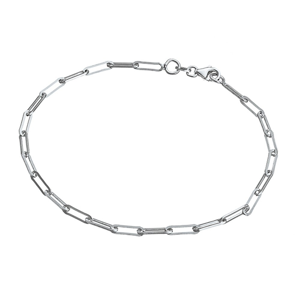 Sterling Silver Oblong Chain Anklet