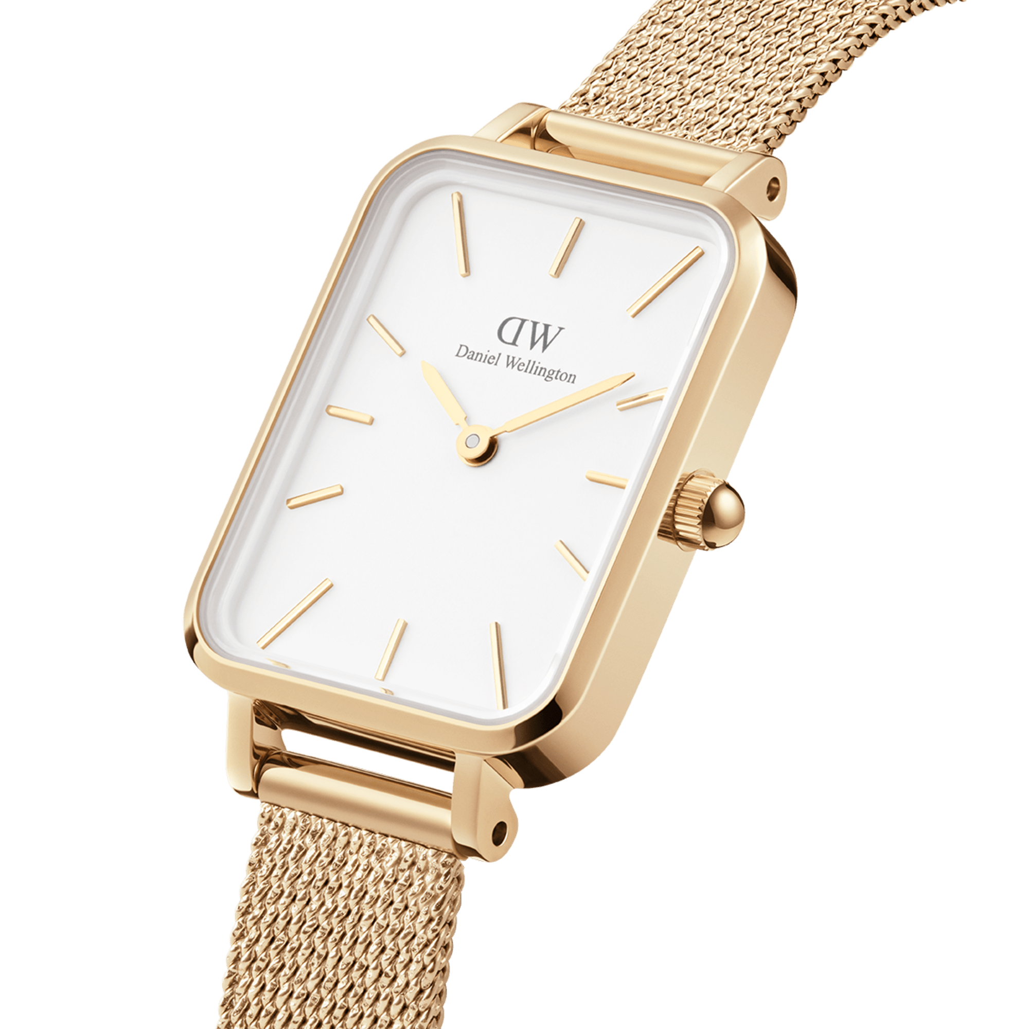 Daniel Wellington Quadro 20X26 Pressed Evergold Gold & White Watch