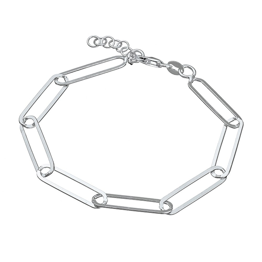 Sterling Silver Oblong Link Bracelet
