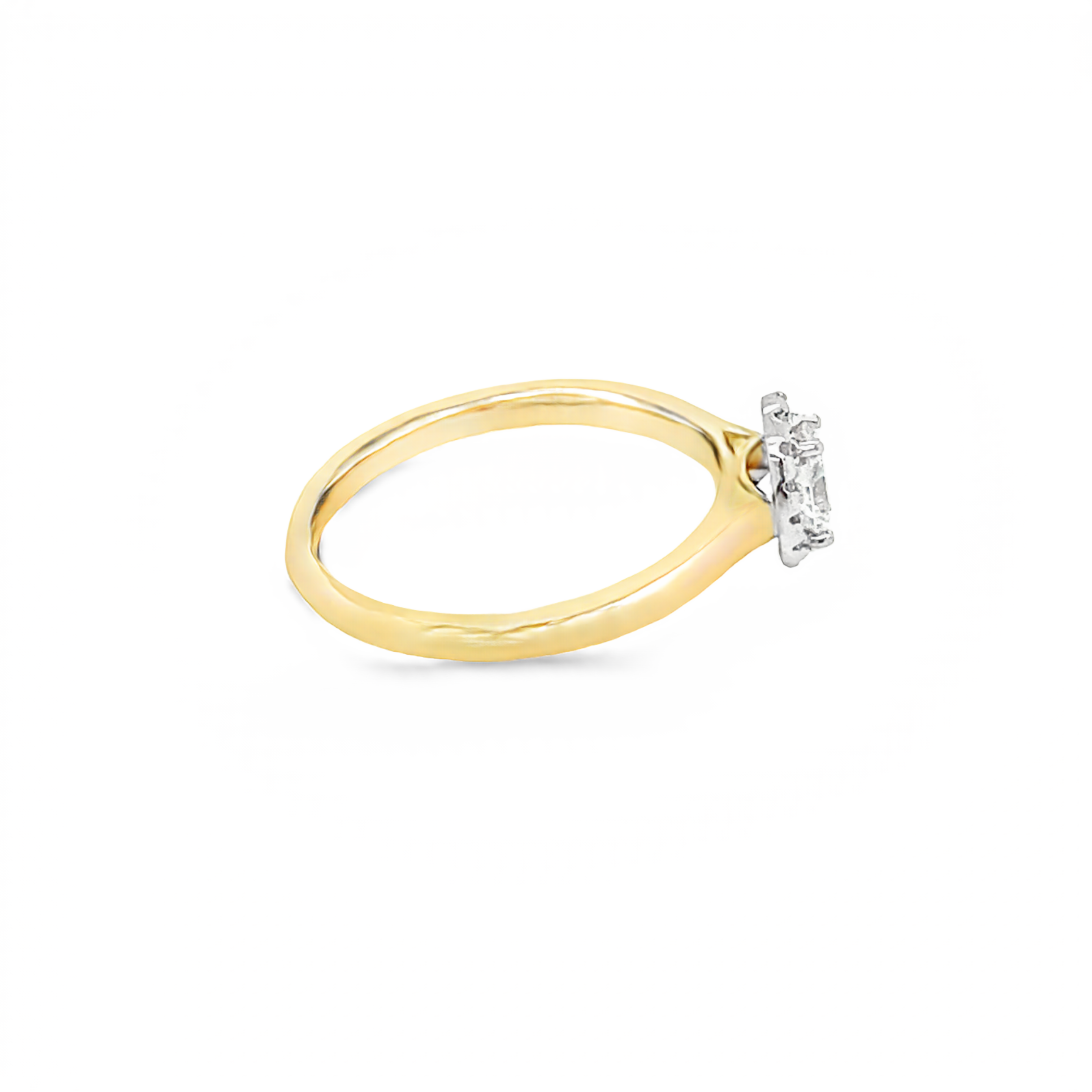 18ct Two Tone Oval Halo Diamond Solitaire Ring