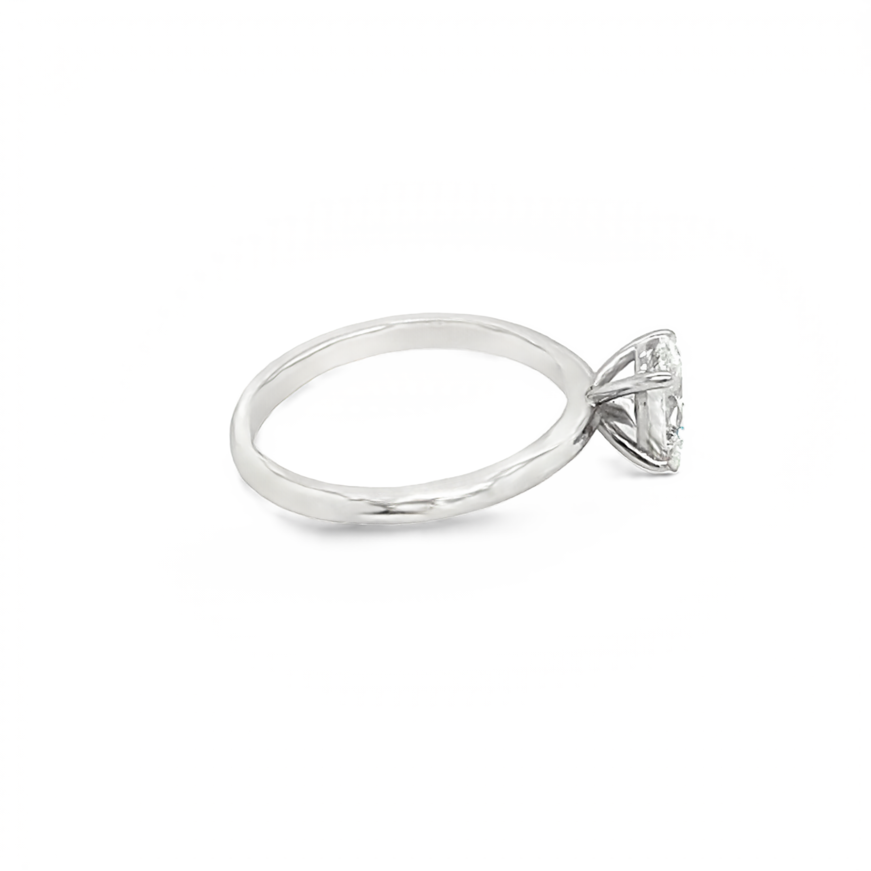 Platinum Four Claw 0.81ct Oval Cut Solitaire Diamond Ring